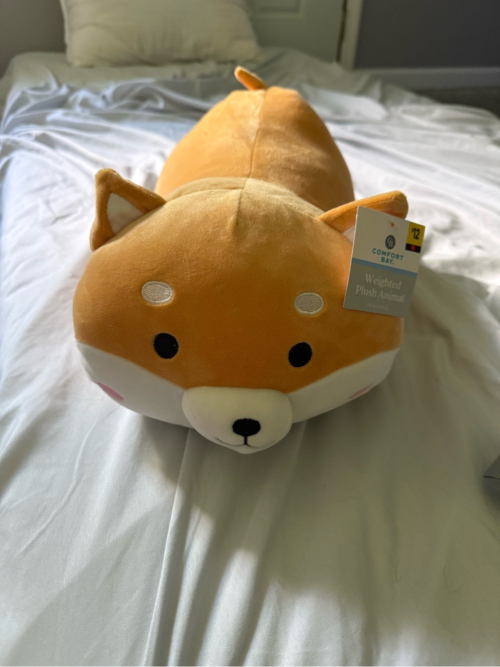 Comfort Bay Orange and White Fox Plush Weighted Cuddle Pillow